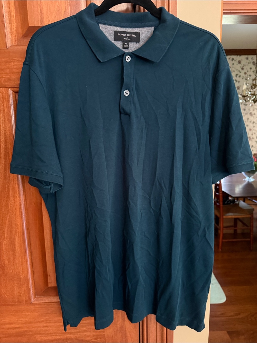 Banana Republic Men's Teal-Green Polo Shirt
